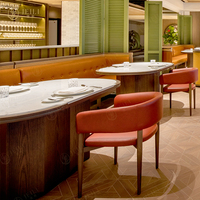 Ensemble de mobilier de restaurant moderne en bois de style indonésien, fabrication OEM/ODM à Foshan, avec table et chaises, projet de conception de chaises.