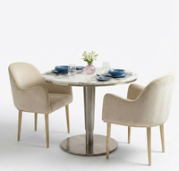 Ensemble de salle à manger élégant et moderne, table ronde en marbre et bois, chaises de salle à manger pour hôtel, meubles de salle à manger pour salon