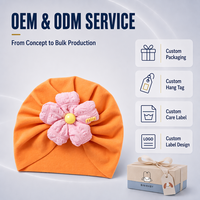 Gorro de Bebé con Diseño Floral de Cinco Pétalos, Turbante de Algodón, Gorro Suave para Bebés, Decoración para Uso Diario