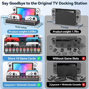 Station d'accueil TV NS Switch avec <span class=keywords><strong>chargeur</strong></span> <span class=keywords><strong>Joycon</strong></span> pour adaptateur TV Nintend Switch Station de charge support 4 ports 10 emplacements de jeu support de <span class=keywords><strong>chargeur</strong></span> - Product Image 5