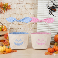 Décorations sur le thème d'Halloween, seau à bonbons en tissu réutilisable de grande capacité, panier à bonbons Halloween Jack O Lantern, panier pour faire des farces ou recevoir des friandises