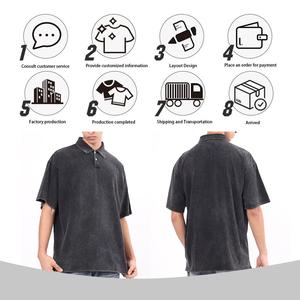 เสื้อกอล์ฟแขนสั้นทรงโอเวอร์ไซส์หลวมๆ คุณภาพสูง ผ้าฝ้าย 100% สไตล์วินเทจ ซักแล้ว ใส่สบาย สำหรับผู้ชาย - Product Image 5