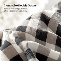 Parure de lit haut de gamme 4 pièces en gaze double couche, jacquard rayé, mousseline, toutes saisons, écologique, respirante, douce et réactive