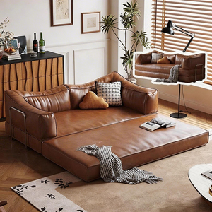 Divano Letto <span class=keywords><strong>Moderno</strong></span> in Pelle Cerata Pieghevole Integrato per Doppio Uso, Ideale per Appartamenti e Piccoli <span class=keywords><strong>Soggiorni</strong></span> in Centri Commerciali - Product Image 4