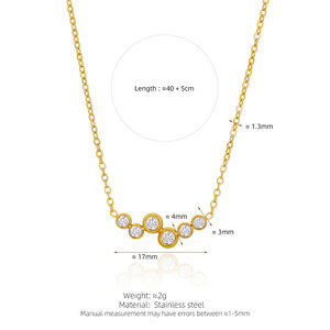Collar de Zirconia con Colgante de Moda en Acero Inoxidable 316L, Chapado en Oro de 14k/18k, para Mujer, Venta al Por Mayor - Product Image 6