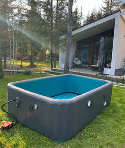 Piscine gonflable carrée haute pression pour extérieur, pliable, facile à ranger, structure rigide, pour jeux aquatiques estivaux à domicile - Product Image 1