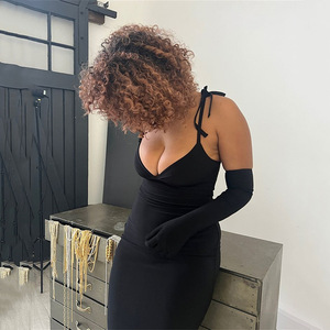 Robe longue moulante sexy de style européen et américain pour femme, col halter en V profond, dos nu, manches longues, respirante, pour club - Product Image 1