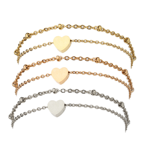Heart Shape Chain Bracelets Gold <b>Silver</b> Rose Gold Plated Alloy Unisex Classic Style Adjustable Jewelry Gift - Product Image 1