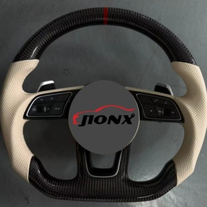 Volant de direction en cuir perforé en fibre de carbone de haute qualité et de fabrication raffinée pour <span class=keywords><strong>Audi</strong></span> S3 8V S4 S5 B9 RS3 RS4 RS5 - Product Image 1