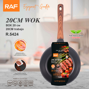 <span class=keywords><strong>Wok</strong></span> Plano RAF R.5424 de 20 cm con Mango Largo con Aspecto de Madera, Revestimiento Fácil de Limpiar y Base Compuesta para Hornillas Eléctricas, de Gas e Inducción - Product Image 2