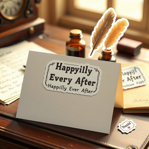 Hạnh phúc mãi mãi sau khi dán 250 nâu kraft phong bì đám cưới con dấu 1.5 tròn lời mời Cổ Tích Cảm ơn bạn dán - Product Image 5