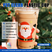 Gobelets Jetables en Plastique PET Imprimés Personnalisés 500ml 12oz 20oz Motifs de Noël Spécialement Conçus pour les Fêtes de Noël