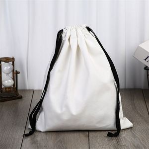 Custom Eco Friendly Organic Muslin Cotton Pouch Promotional Small White Calico Cloth <b>Canvas</b> Drawstring Bag With Logo Printed - Product Image 4