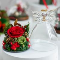 Lovebay Kerstcadeaus Groothandel Natuurlijk Ge conserveerde Bloemen in Glazen Engelvorm Echte Natuurlijk Ge conserveerde Rozen voor Valentijnsdag