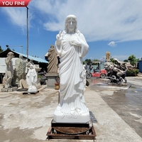 YOUFINE Grande sculpture religieuse célèbre d'église, sculpture en pierre naturelle, statue grandeur nature du Christ Jésus Rédempteur en marbre blanc