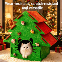 Lit pour chat en feutre 2 en 1, confortable et chaud, avec griffoir et cachette pour chats d'intérieur, maison pour chat