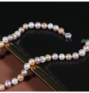 Collana di <span class=keywords><strong>Perle</strong></span> Naturali d'Acqua Dolce di Design Originale, Colore Caramella, Forma Quasi Rotonda, Catena per Clavicola, <span class=keywords><strong>Gioielli</strong></span> di <span class=keywords><strong>Perle</strong></span> per Donna - Product Image 6