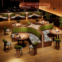 Ensemble de mobilier de restaurant populaire : chaise en cuir et table en bois pour usage commercial (restaurants, hôtels, cafés)