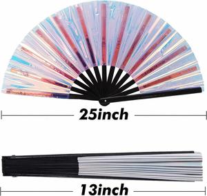 Éventail pliant artisanal personnalisé, grande taille, en bambou, portatif et pliable - Product Image 6