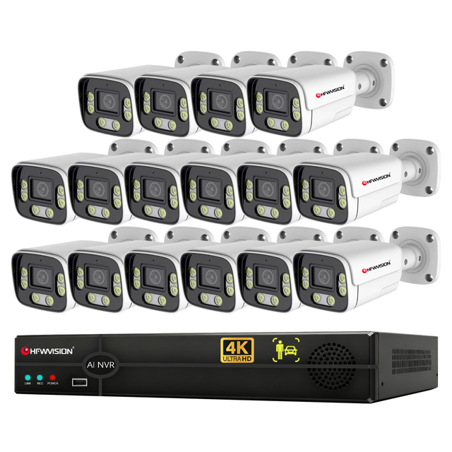 16 Channel NVR 24/7 Record IP Cameras Outdoor Indoor Smart AI Human/Vehicle Detection 16CH 4K PoE Home Security Camera System