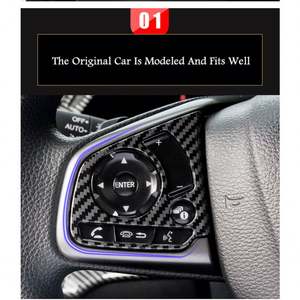 Untuk Honda Civic Generasi ke-10 2016 2017 2018 2019 2PCS Stiker Tombol Setir Serat Karbon Panel Saklar Dekorasi Trim Cover - Product Image 3