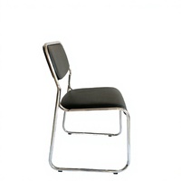 Chaise de réunion sans accoudoirs empilable en métal chromé et similicuir pour bureau, conférence, hôtel
