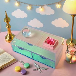 Acrylic <b>Storage</b> Box <b>Drawer</b> Style With Lid 19x11x10cm Transparent Jewelry Organizer Desktop <b>Storage</b> Container - Product Image 2