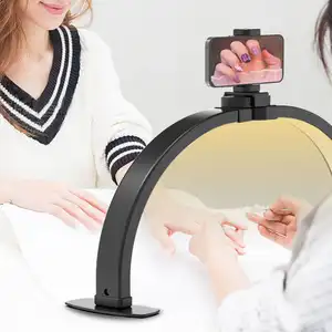 30 Zoll Mond U-Form Tisch LED UV-Lampe Nageltrockner mit Handyhalter Halterung Nagelkunst Zubehör von Gel-Trockner Nagellampe