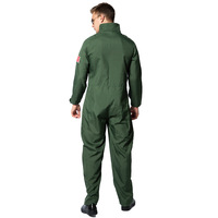 Combinaison de pilote Top Gun pour homme adulte, en polyester vert, avec écussons, pour fête costumée et spectacle