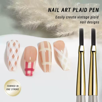 Pinceaux à ongles à motif écossais français, stylo de dessin à grille pour extension de gel UV DIY, peinture au gel, vernis UV, outils de manucure
