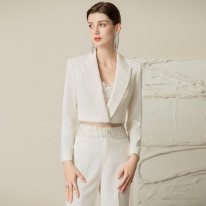 AISION Mulheres Roupas Do Clube 2023 2024 Mais Recentes <span class=keywords><strong>Blazer</strong></span> Designs Senhoras Top Colheita Branca Sexy para o Casamento - Product Image 1