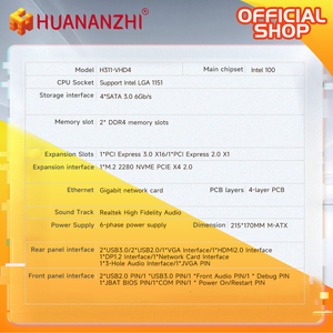 New HUANANZHI H311 VHD4 Motherboard <b>LGA</b> <b>1151</b> Support Core I3/i5/i7 6th/7th/8th/9th E3 V5 CPU DDR4 Memory 32GB Supports <b>LGA</b> - Product Image 2