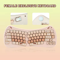 Clavier sans fil ergonomique RVB rétroéclairé étanche LVKIDRON, combo USB BT5.0 2.4G double mode, 1600 DPI, multimédia, motif chat mignon, 66 touches