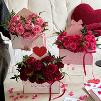 Blumenbox-Umschlag zum Valentinstag, Handgehaltene Weiße Karton-Geschenkverpackung, Bastelzubehör für Rosenarrangements, Matt Laminiert mit Bronzierung