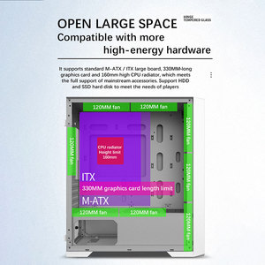 Aluminum Mid Tower Cabinet Factory OEM Tempered Glass Gaming <strong>PC</strong> <strong>Case</strong> M-ATX/ITX USB3.0 Fast Transmission with Fan Cooler - Product Image 4