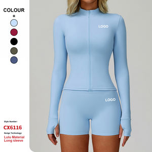 Chaqueta de Yoga de manga larga de secado rápido para mujer, <span class=keywords><strong>abrigo</strong></span> deportivo transpirable de alta calidad con cremallera ajustada para correr - Product Image 1