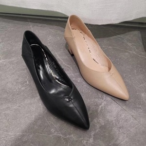 Chaussures à talons hauts en cuir de qualité pour femmes, talons fins, <span class=keywords><strong>escarpins</strong></span> en cuir pour femmes, bout pointu, chaussures noires et beiges pour femmes, <span class=keywords><strong>escarpins</strong></span> - Product Image 3