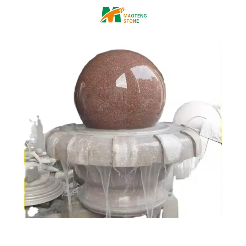 Maple Red G562 Granite Floating Ball Fountains, China Red Granite Rolling Sphere Garden Fountains