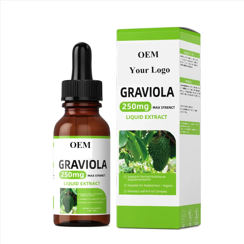 Estratto di foglie di Graviola antiossidante biologico Soursop Guanabana lascia goccia di olio liquido per la digestione immunitaria sollievo respiratorio