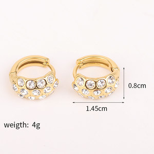 <span class=keywords><strong>Orecchini</strong></span> a Scatto a Cerchio a C in <span class=keywords><strong>Corallo</strong></span> con Zirconi, Gioielli in Acciaio Inossidabile Ipoallergenico Placcato Oro 18k, Dropshipping Senza MOQ, Disponibili in Stock USA - Product Image 2