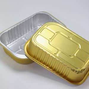 Wholesale Disposable Gold Color Lunch Box with Recycled Aluminum <b>Foil</b> and PP Plastic Lid Takeaway <b>Foil</b> <b>Containers</b> - Product Image 2