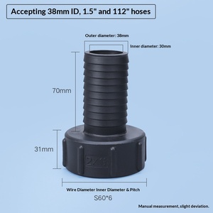 Accesorios para Conectores de Tanques IBC, Conector de Plástico de 1 Pulgada, Manguera de 1/2, Adaptador Recto Hexagonal de 6 Puntas para Contenedores y Barriles de Productos Químicos - Product Image 5