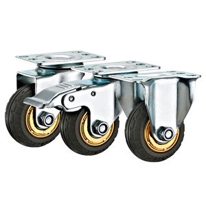 3''4''5'' Mittelschwere Industrierollen PP-Kern Graue Gummiräder Schwenkrollen für Handwagen Nutzwagen Leichte Maschinen - Product Image 2