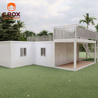 Cbox Maison Modulaire Détachable à 2 Étages avec Terrasse Spacieuse, Villa de Vacances, Cabane Modulaire Détachable en Conteneur