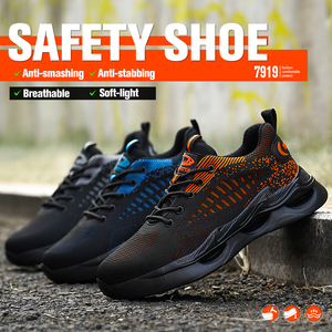 Chaussures de travail de sécurité pour hommes, respirantes, en tissu Fly-woven, anti-écrasement et anti-perforation, de qualité supérieure, style baskets sportives - Product Image 3