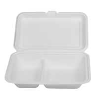 Emballage biodégradable Emballage de pulpe jetable à 2 compartiments pour boîte à lunch jetable de bagasse de canne à sucre alimentaire