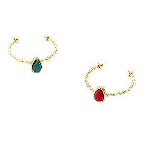 New Arrival Stackable Natural Gemstone <b>Rings</b> <b>Adjustable</b> Stainless Steel Water Drop Stone Malachite <b>Ring</b> for Women - Product Image 1