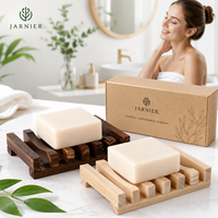 Jarnier – Nouvelle boîte à savon rectangulaire en bois naturel écologique noir pour cuisine, voyage, douche, séchage, support pour baignoire
