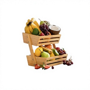 Panier en bois à 2 niveaux, design dernier cri, qualité supérieure, taille personnalisée, pour le rangement des fruits et légumes, produit très vendu - Product Image 1
