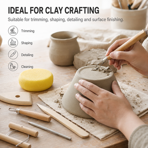 Ensemble <span class=keywords><strong>de</strong></span> 8 outils <span class=keywords><strong>de</strong></span> poterie pour la sculpture <span class=keywords><strong>de</strong></span> l'argile et le modelage céramique, manche en bois, acier inoxydable, pour le façonnage et le détail, vente en gros - Product Image 5